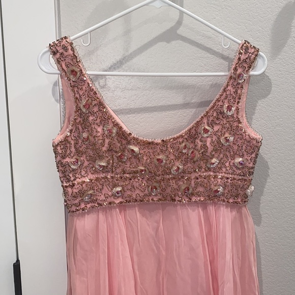 Beautiful Handmade Vintage Princess Cut Dress with Flower Beading - Picture 4 of 13